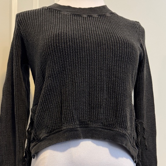 Free People Charcoal Ribbed Crop Top - Picture 7 of 11